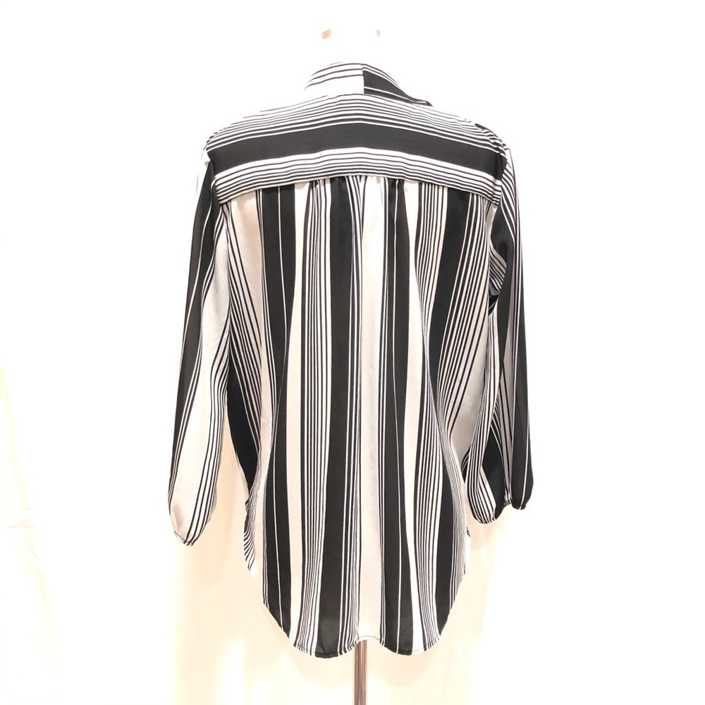 New York & Company Black and White Striped Blouse - Picture 4 of 7